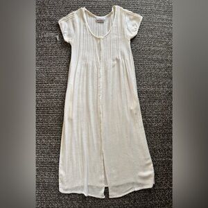 CAROLINA COLOURS Cream Duster Dress Knit Button Down Womens Small